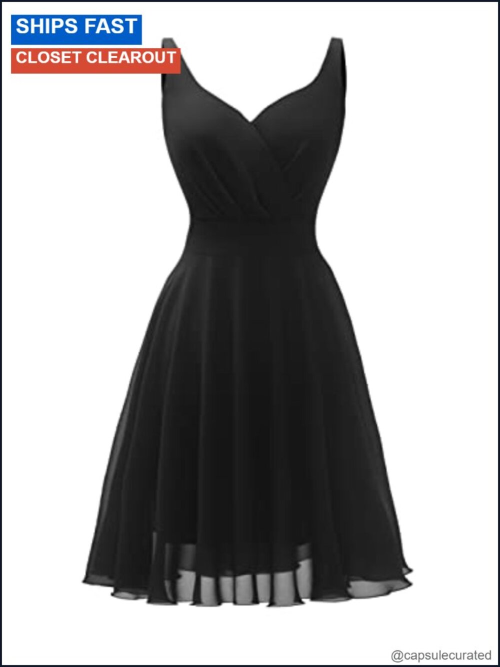Women's V-Neck Chiffon Sundress Sleeveless Cocktail Party Dress